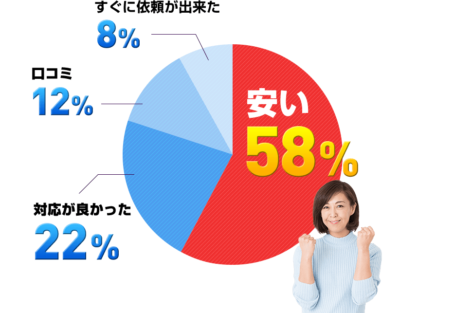 選ばれら理由の円グラフ（安いから）